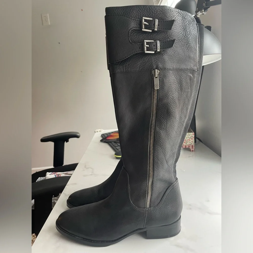 Arturo Chiang Knee-Length Black Leather Boots - Picture 6 of 12